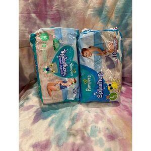 2packs Pamper Splashers swim pants Splashers size Large‎ >31 lbs
